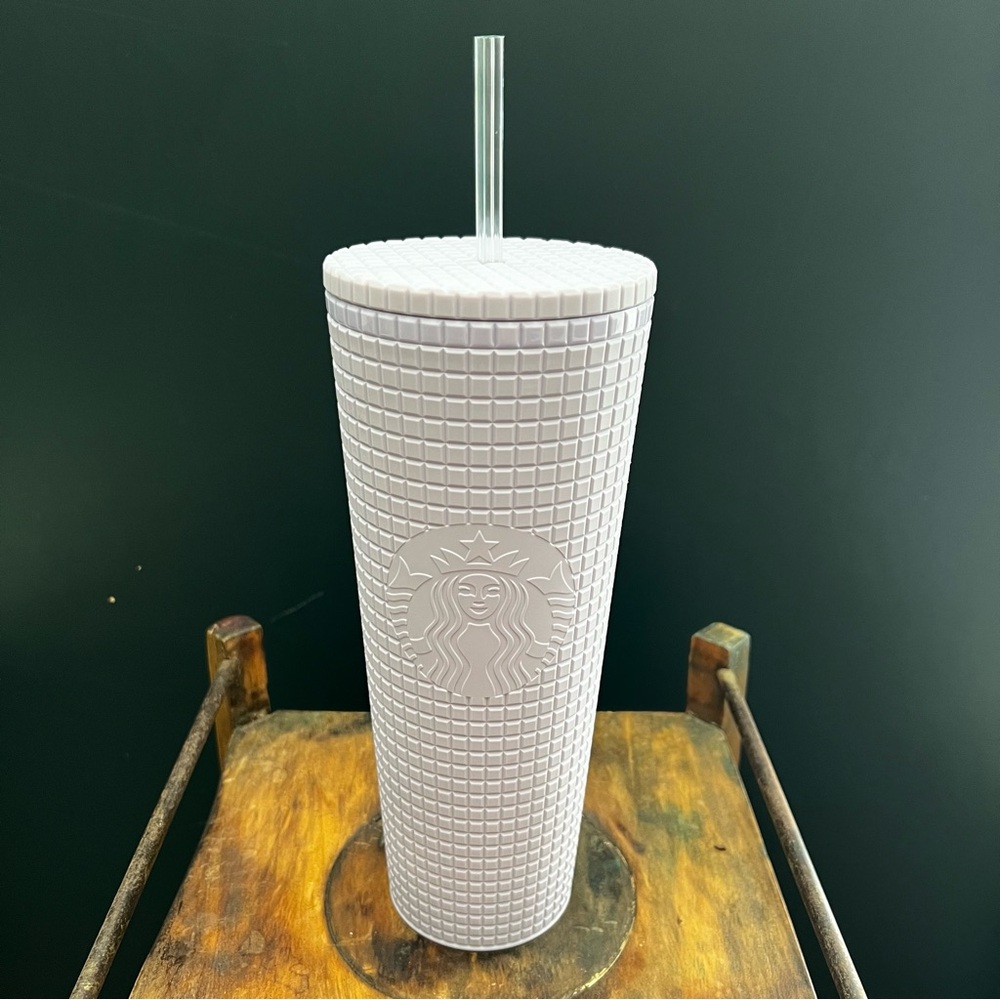 Starbucks Matte Lilac Grid Tumbler Venti Cold Cup Limited Edition Novelty Gift